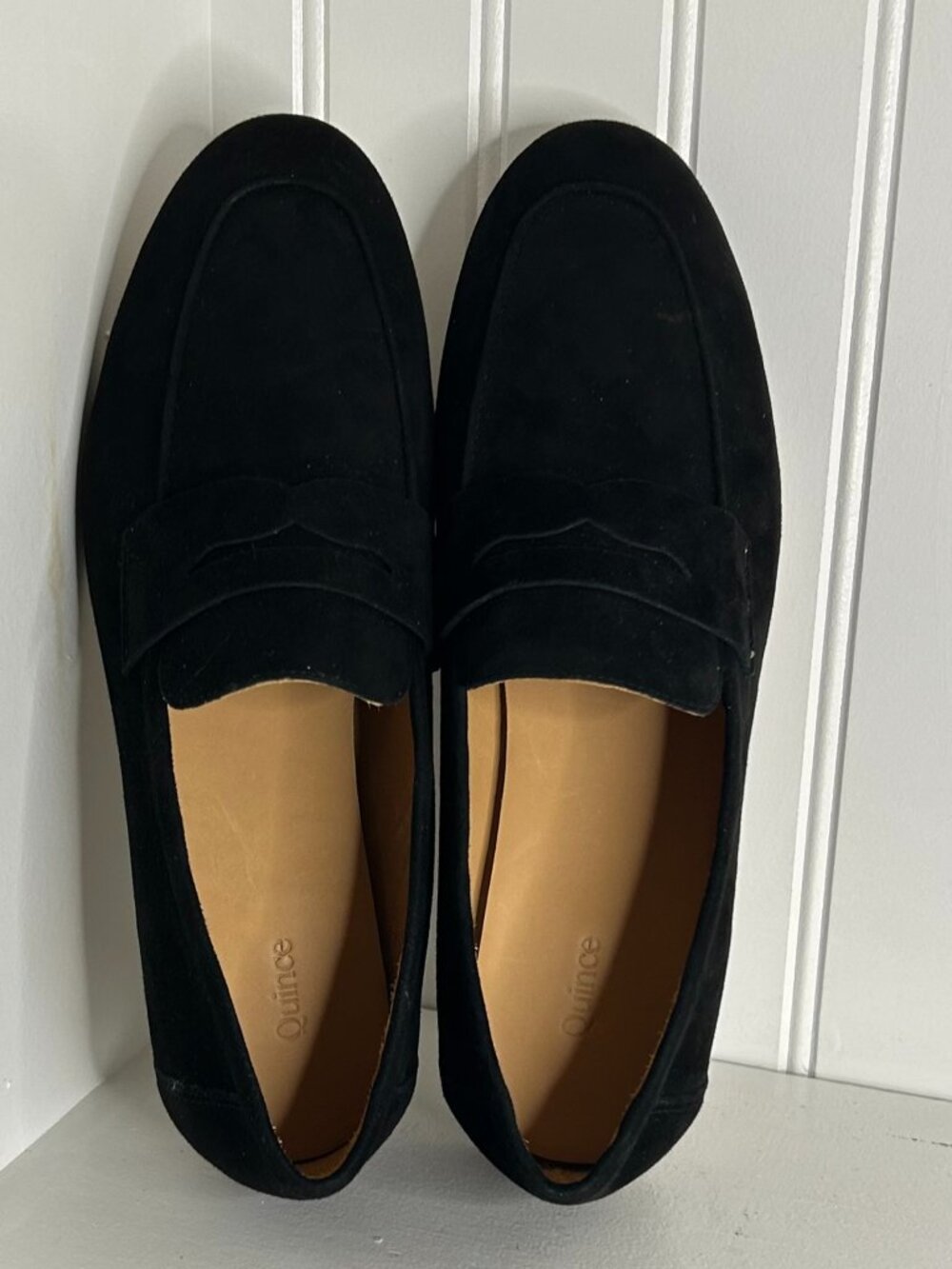 Quince Italian Suede Penny Loafer in Black Size 8.5